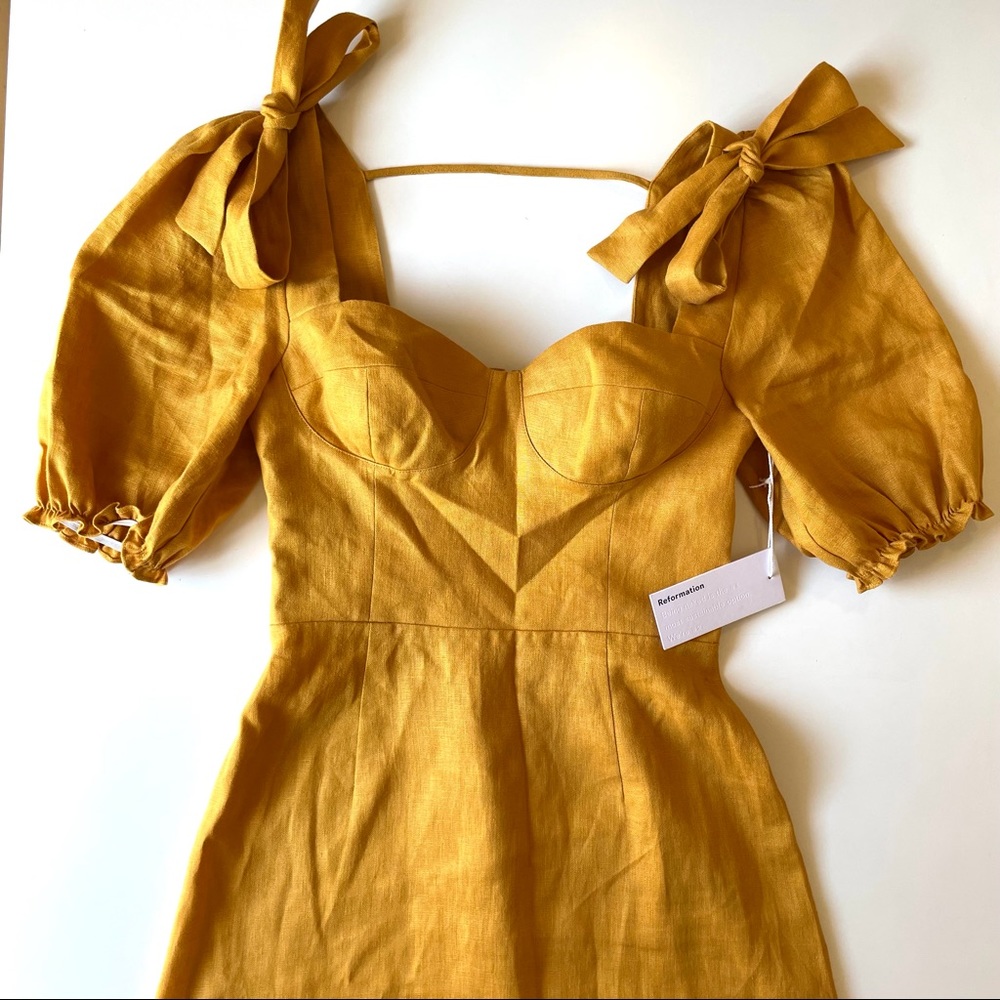NWT Reformation Spring Bow Sleeve Dress - Picture 7 of 8